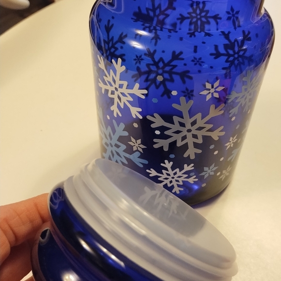 VTG Libbey Cobalt Blue Glass Snowflake Canister Apothecary Jar 7" Christmas - Picture 5 of 9